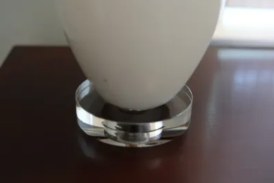 Contemporary White Table Lamp with Clear Base