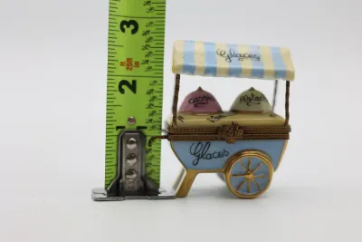 Limoges France Hand-Painted Ice Cream Cart Trinket Box