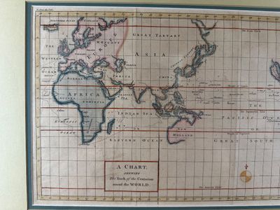 Framed Antique Style World Map Chart of the Centurion