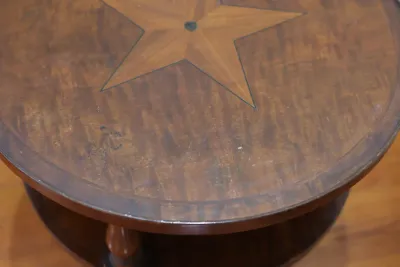 Mahogany Two-Tier Side Table with Star Inlay