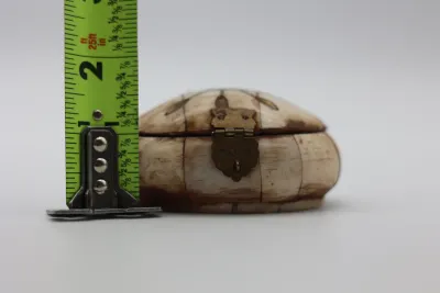 Vintage Bone Inlaid Trinket Box with Purple Velvet Interior