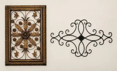 RECTANGULAR METAL FLOWER AND IRON WALL DECORATION EMBLEM WALL ART