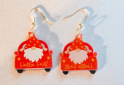**NEW ARRIVAL** Fun Composite EARRINGS with Colorful "Santa's Face and in a Truck" with WIRE HOOK Clasp