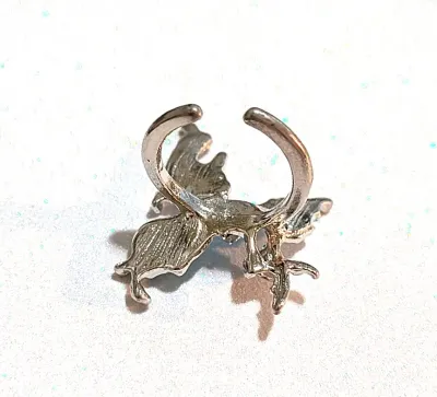 **NEW ARRIVAL** Size 6 Irregular Shape Enameled BLUE BUTTERFLY RING with Single Blue TEARDROP Stone Center on a Silver Tone Setting and...