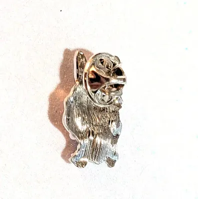 """NEW ARRIVAL""" Cute BLUE STONE HEART DOG PIN (1") with Blue Enamel Ears & Cheeks on a Silver...