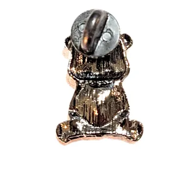 ***NEW ARRIVAL*** "AMBER HEART STONE BEAR" PIN (1") with Large Heart Belly Stone and Black Hat on a Silver Tone Setting