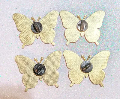 ***NEW ARRIVAL*** Collection of 4 PINS--"Assortment of BUTTERFLIES" (1½") with Iridescent Pink and Blue Colors" etc....