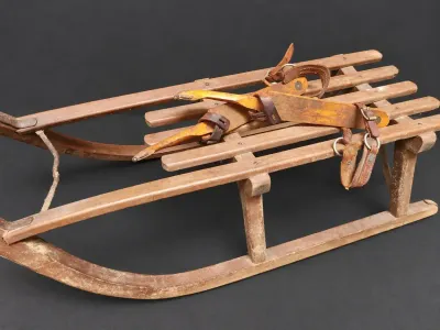 VINTAGE SLED AND ICE SKATES