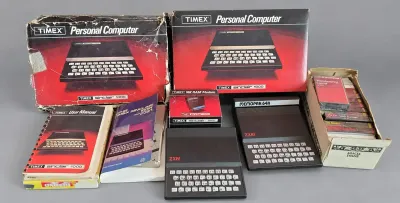 SINCLAIR TIMEX PERSONAL COMPUTER, ZX81 HOME COMPUTER, AND CASSETTE TAPES