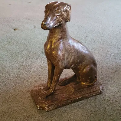 VINTAGE SEATED CERAMIC GREYHOUND 