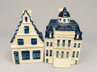 PAIR OF KLM CERAMIC MINIATURE HOUSES (#73, #100)