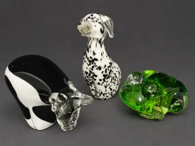 ART GLASS PAPERWEIGHTS (3)