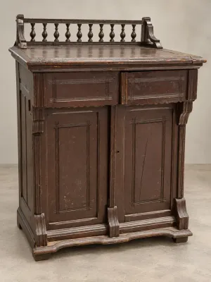 ANTIQUE CABINET WITH FOLEY & WILLIAMS SEWING MACHINE