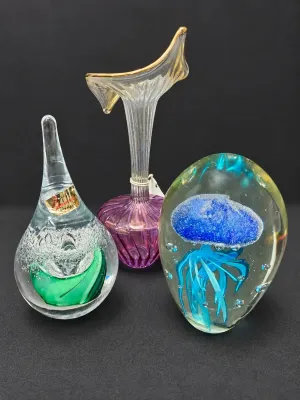GORGEOUS PAPERWEIGHTS AND AN EGYPTIAN VASE