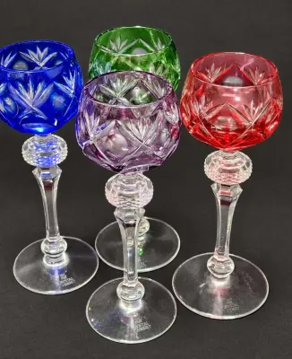 VINTAGE GERMAN WMF "CRISTAL CABINET" CORDIAL GLASSES