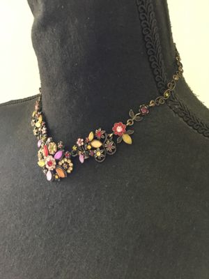 Gorgeous, vintage, multicolored bronze, toned statement, necklace, unbranded