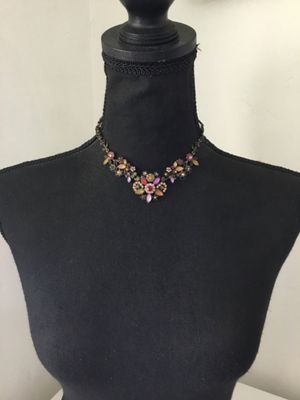 Gorgeous, vintage, multicolored bronze, toned statement, necklace, unbranded