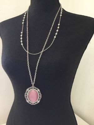 Beautiful, silver toned, gemstone statement, necklace