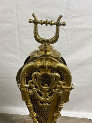 3717 Vintage Brass Peacock Folding Fireplace Screen