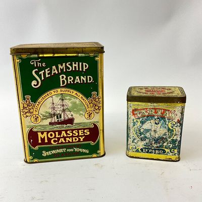 Vintage Stewart and Young Molasses Candy & Tarzan Te Puro Tins - Set of 2