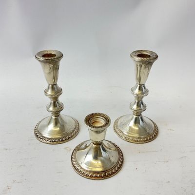 Duchin Creation Sterling Silver Weighted Candlesticks - Set of 3