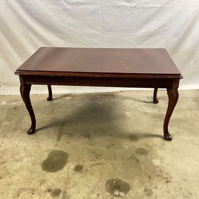 3713 Vintage Carved Wood Coffee Table with Cabriole Legs