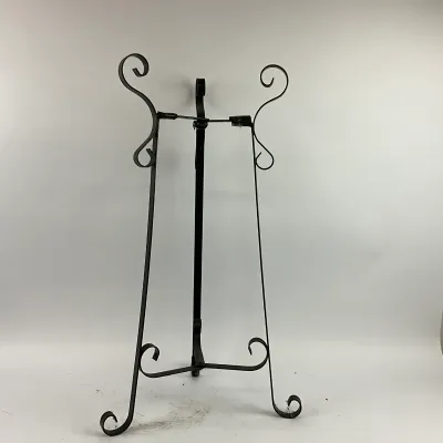 3642 Black Wrought Iron Plant Stand With Ornate Scroll Work