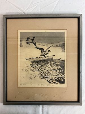 Hans Kleiber Framed Etching 'Winter Guests I' Signed & Inscribed 1944