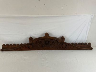 Antique Hand-Carved Oak Architectural Pediment / Furniture Crown