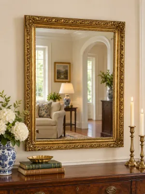 3715 Vintage Ornate Gilt Framed Wall Mirror