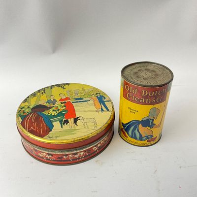 Vintage Old Dutch Cleanser Can & French Lithograph Tin