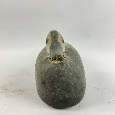 3653 Vintage Hand-Carved Wooden/Cork Speckled-Head Duck Decoy – Weathered Working Decoy