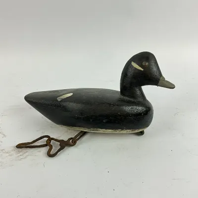 3650 Vintage Hand-Carved Wooden Duck Decoy with Anchor Weight – Signed J.H.