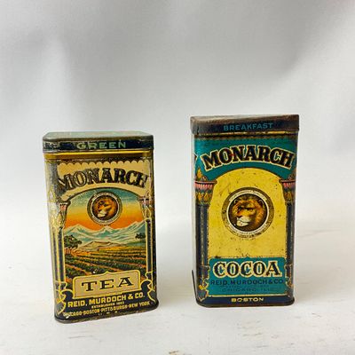 Vintage Monarch Tea & Cocoa Tins by Reid, Murdoch & Co. - Set of 2