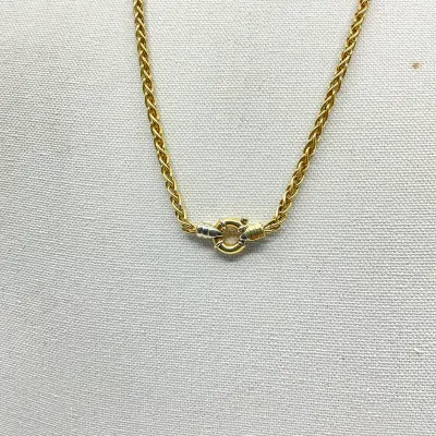 3000 18K Yellow Gold 27" Wheat Chain Necklace with Two-Tone Spring Ring Clasp - 80.0 Grams