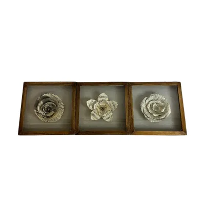 Set of 3 Framed Paper Flower Shadowbox Wall Art