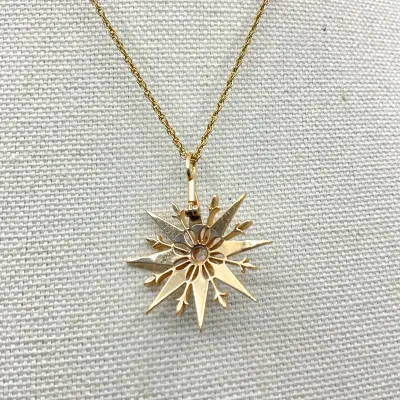 3008 14K Yellow Gold Old Mine Cut Diamond Starburst Pendant Necklace – 0.30 CT