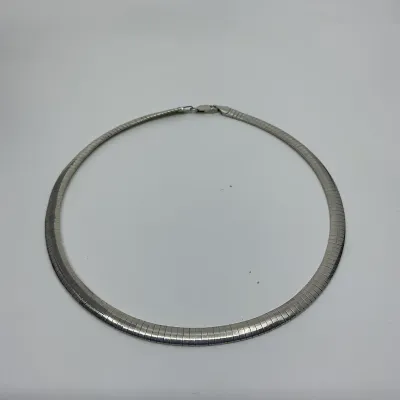 3040 Sterling Silver 6mm Omega Flex Collar Necklace – 16", 24.8 Grams