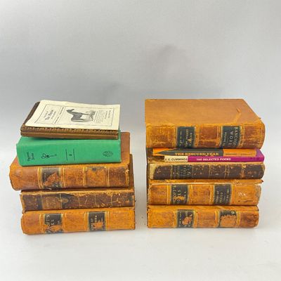 Antique Bancroft's Works Leather Bound Books & Vintage Poetry Collection