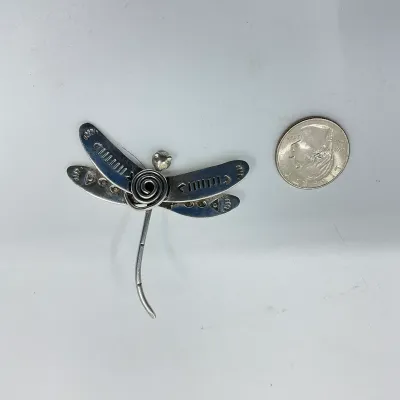 3031 Sterling Silver Abstract Dragonfly Brooch – 18.9g