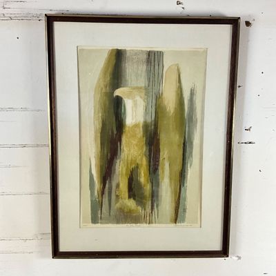 3689 Vintage Mid-Century Abstract Eagle Lithograph by Spruce Gruver (1964)