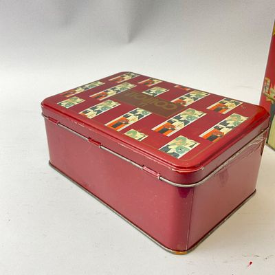 Vintage Droste's Cocoa Tin & La Coupole Red Metal Tin - Set of 2