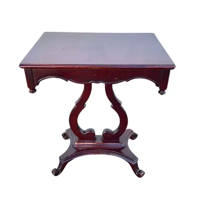 3700 Vintage Mahogany Lyre Base Side Table