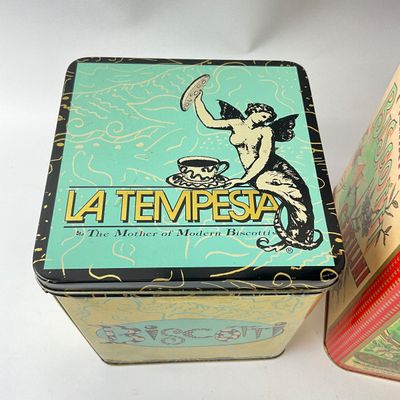 Vintage Italian Biscotti Tins - P. Gentilini Roma & La Tempesta