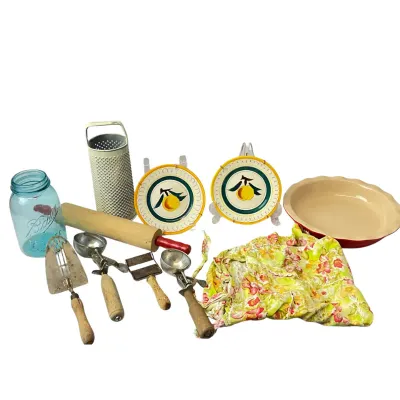 Vintage Kitchenware Lot featuring Stangl Pottery Plates & Ball Mason Jar