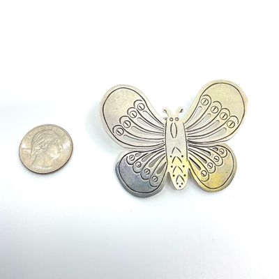 Vintage Mexican Sterling Silver Butterfly Pendant / Slide