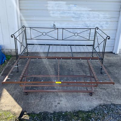 3712 Charles P. Rogers Wrought Iron Campaign Daybed with Pop-Up Trundle and Mattresses