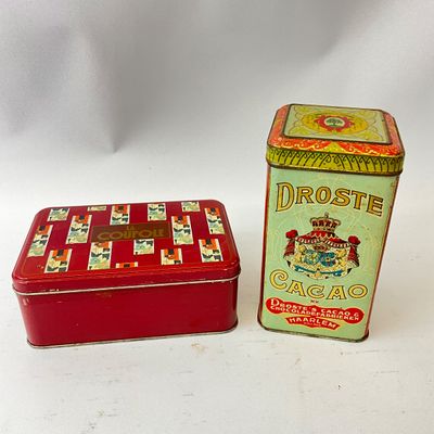 Vintage Droste's Cocoa Tin & La Coupole Red Metal Tin - Set of 2
