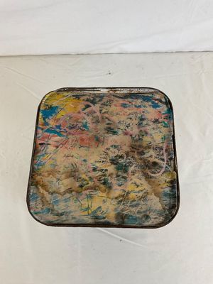 Antique Lithographed Tin Tea Caddy with Dutch Genre Scenes