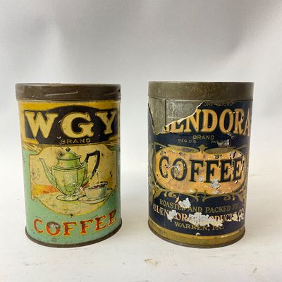 Vintage WGY Brand & Glendora Coffee Tins - Set of 2